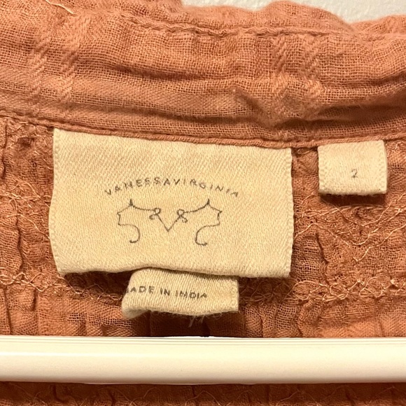 ๐ฅ 3/$30 Anthropologie orange embroidered plaid button long sleeve top - Picture 11 of 17